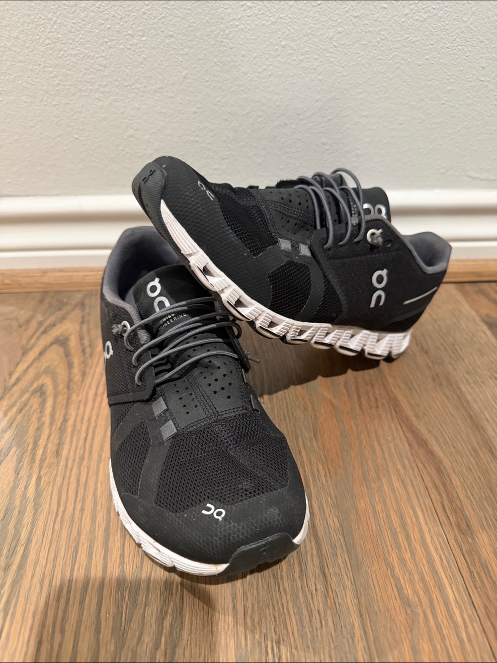 On Running Black and White Cloud Sneakers